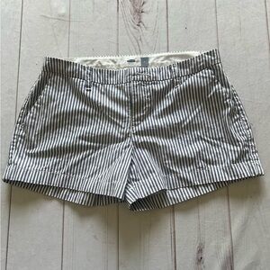 Old Navy Cotton Railroad Vertical Striped Everyday Short Blue White Women’s 6